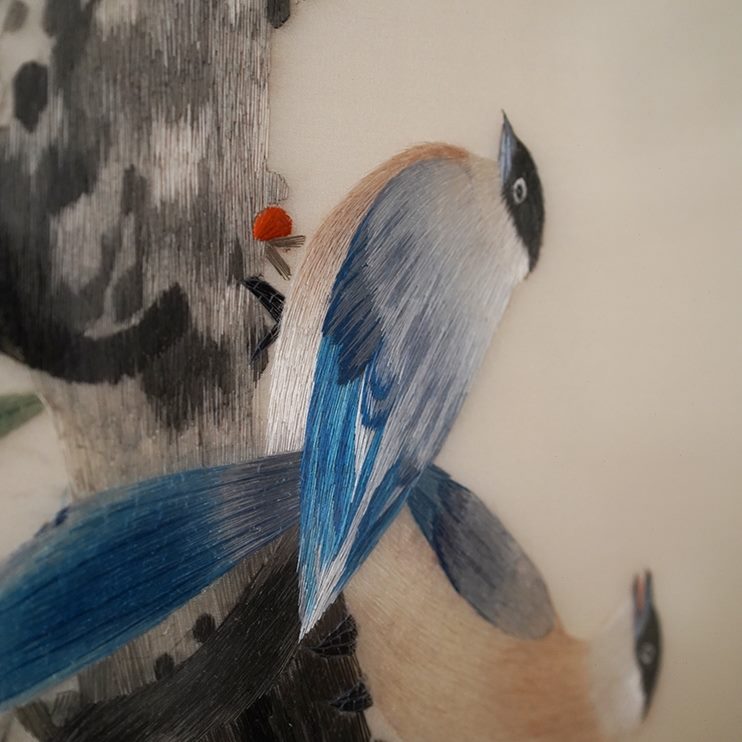 鸟苏州花刺绣框精品客厅沙发带可定制现代装饰画挂画背景墙新中式图片