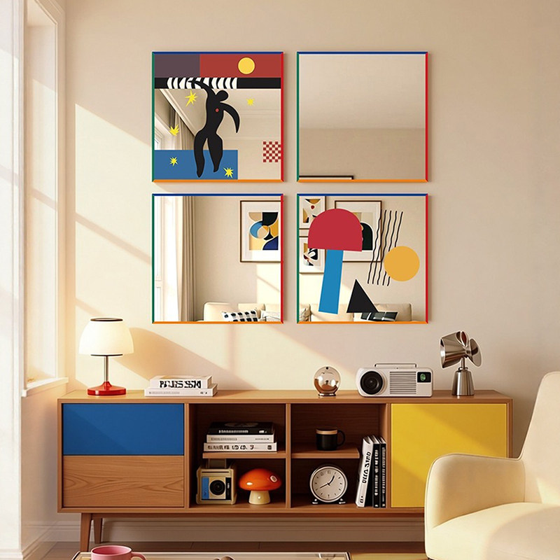 多巴胺包豪斯风彩色边框客厅装饰镜画床头背景墙卧室儿童房壁挂画,家居饰品,现代装饰画,淘宝优惠券,粉丝福利购,淘宝优惠卷