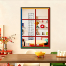 多巴胺风彩色窗户镜面画咖啡厅包豪斯家居装 饰画餐厅窗边餐桌挂画