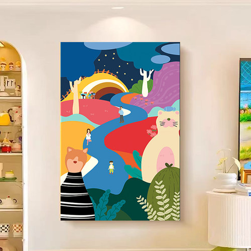 白墙玄关挂画挂画入户门壁画