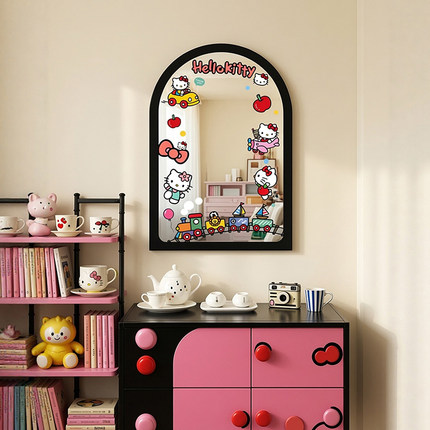 多巴胺HelloKitty卡通装饰镜画儿童装店房壁挂全身镜化妆镜挂壁画