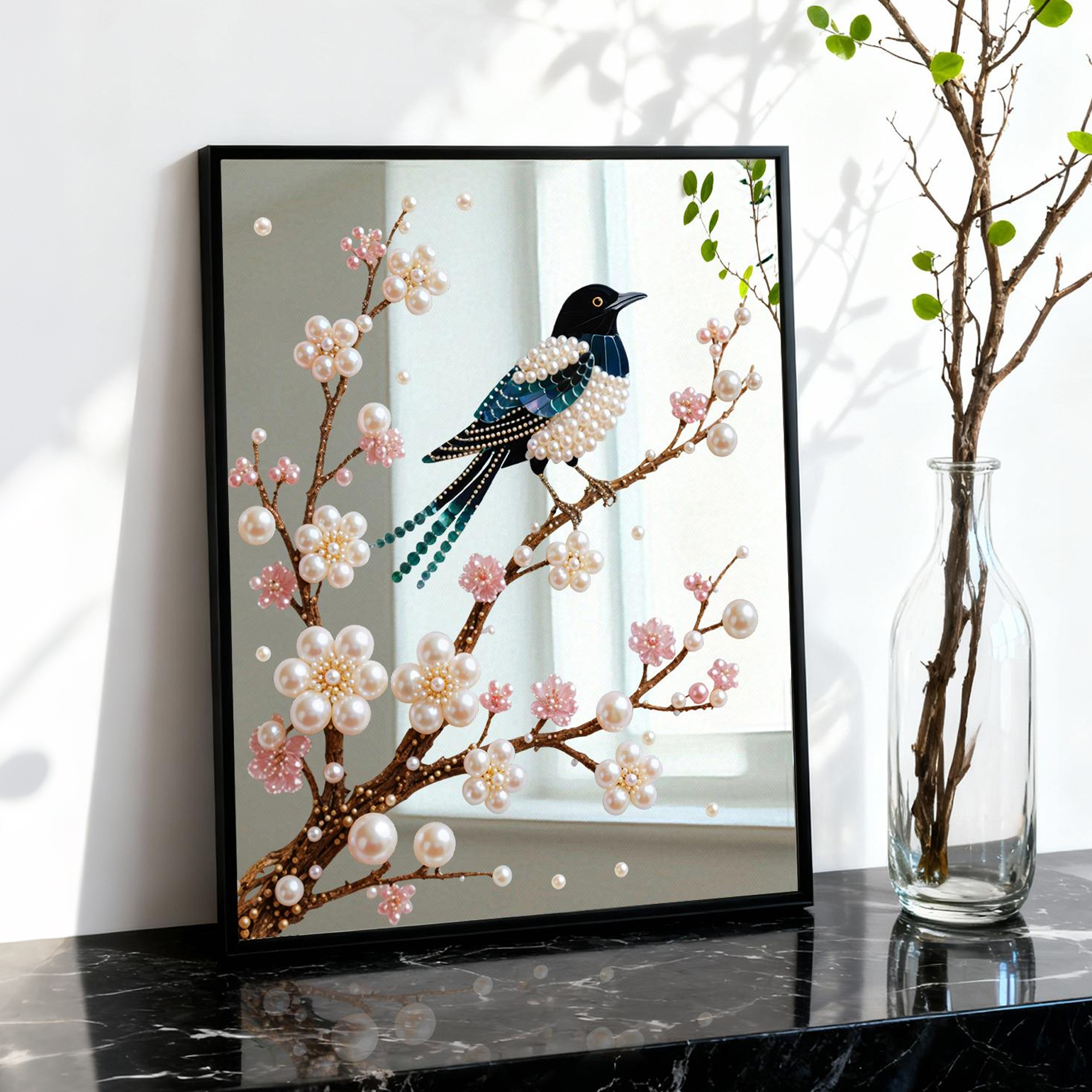 现代简约国风喜鹊梅花装饰画客厅