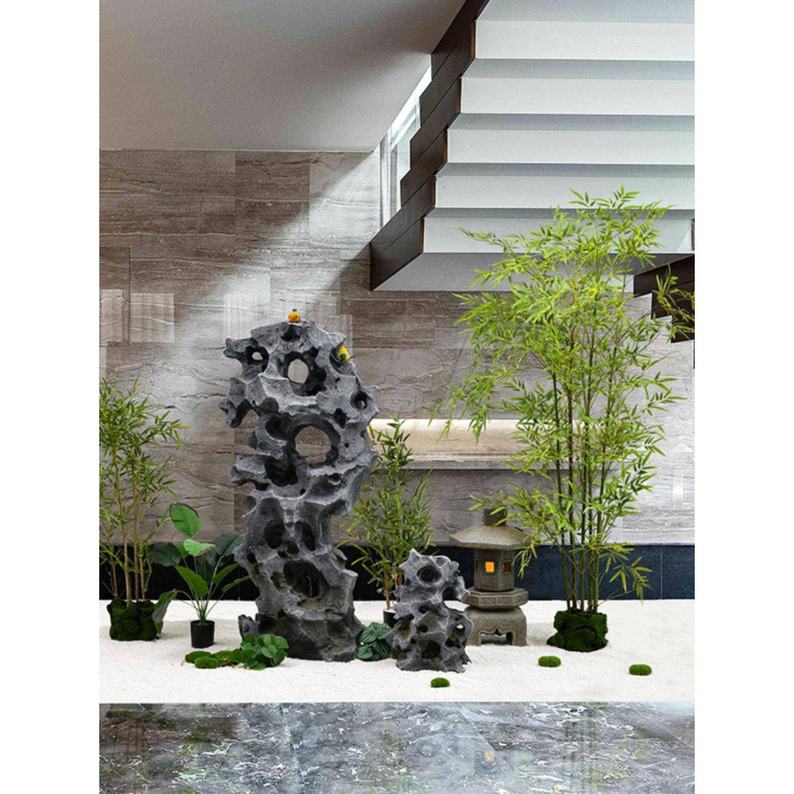 新中式仿真太湖石客厅内玄关落地摆件别墅庭院茶室假山石造景组合