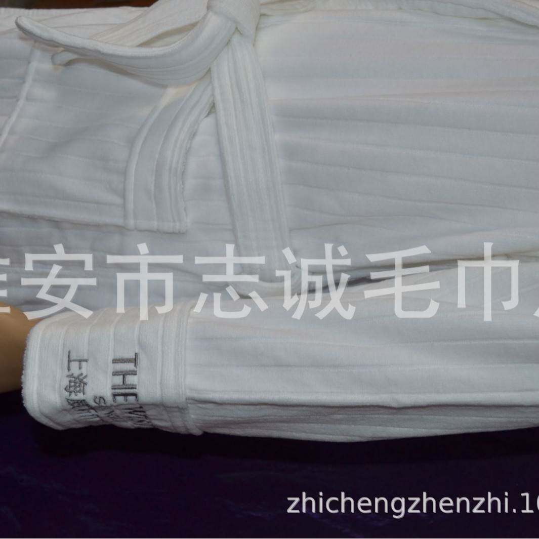 厂家 酒店全棉白色条纹割绒男士浴袍全棉宾馆女士条纹割绒浴袍