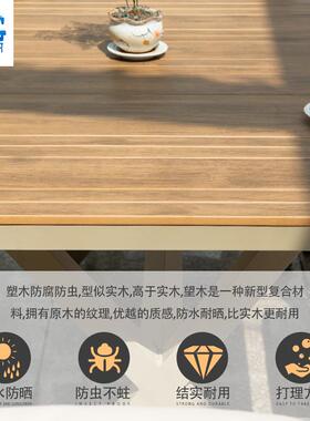 外桌庭院花露园休闲藤36667编藤椅子组合室外台塑木防水户防晒餐