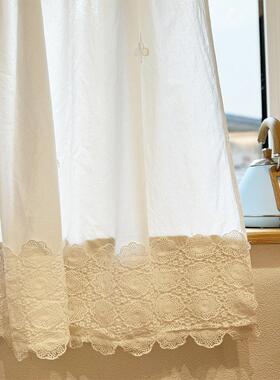 云端蝶语纯棉系带白色法式帘门子帘免打孔系BL425式柜半遮挡帘装