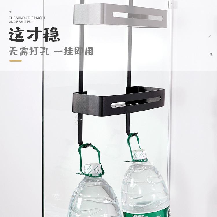 淋浴房置物架浴安室太空铝JNX门后壁挂双生层挂篮打孔卫间免打免