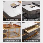 方形极茶几轻奢简约正形玻代茶几桌小户方型茶几璃带抽咨询客服屉