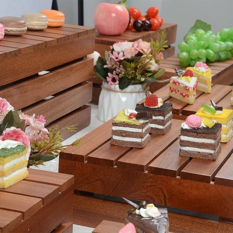 自助餐展示架冷餐茶歇蛋糕摆台沙木质甜品台摆件中式比利点心新品
