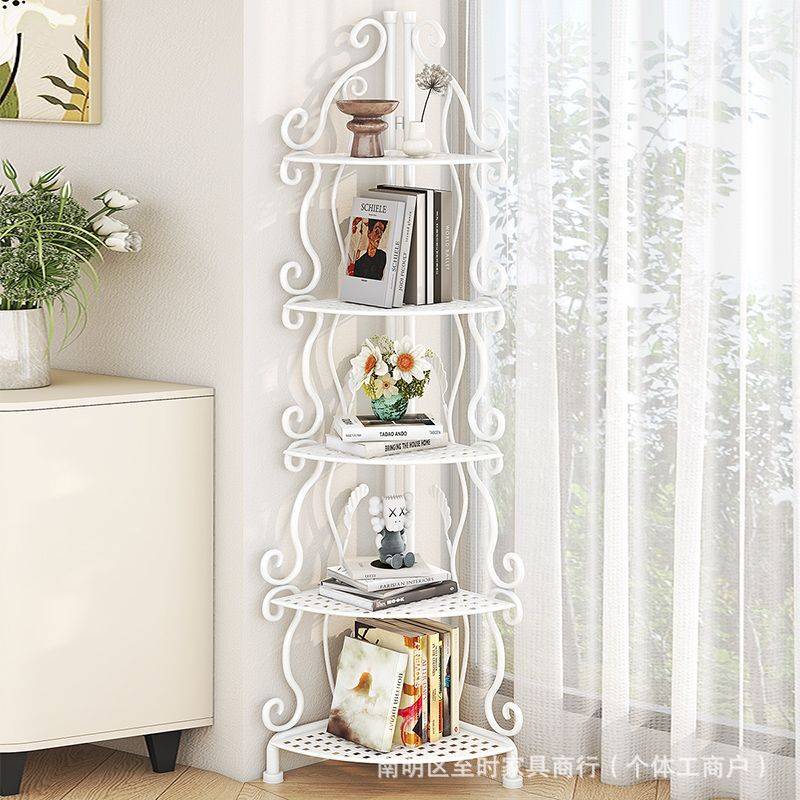 欧式铁艺浴室三角架置物架可折叠免安装落地卫生间洗手间厨房收纳