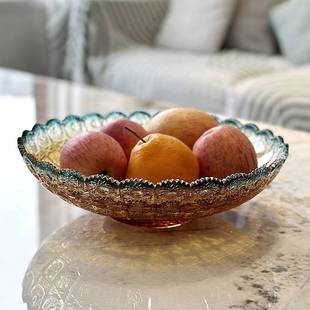 创意水晶玻璃水果盘客厅感果盘大号放茶几果盆轻奢家用