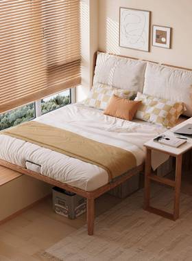 实木床窗拼接小床白蜡木薄床头床户型省YKX-8069伸空间窗台延飘衔接床