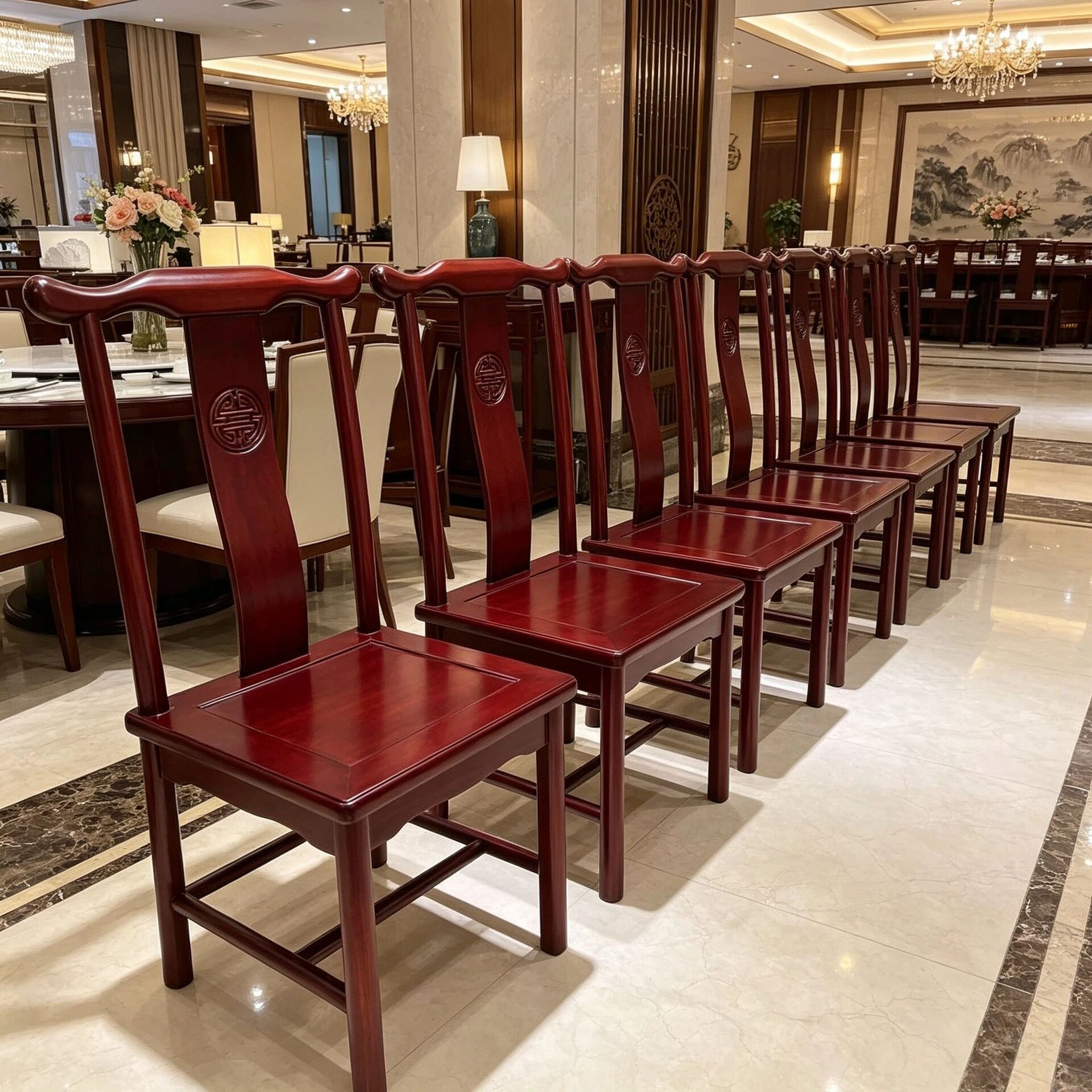中式实木桌椅家用酒店餐桌椅橡木复古新中式现代酒店椅子