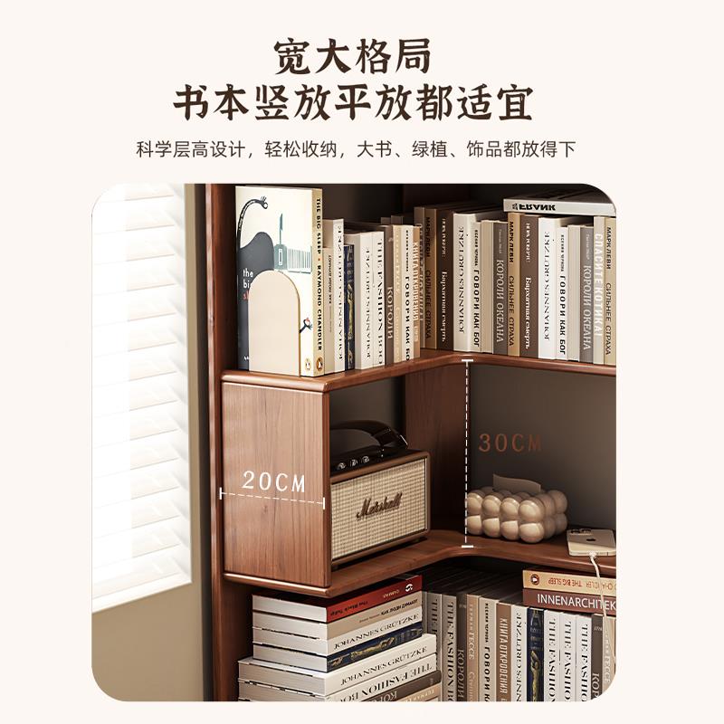 全实转木角书落地置物LAR架多层L型客厅拐墙角架收纳架卧室床头