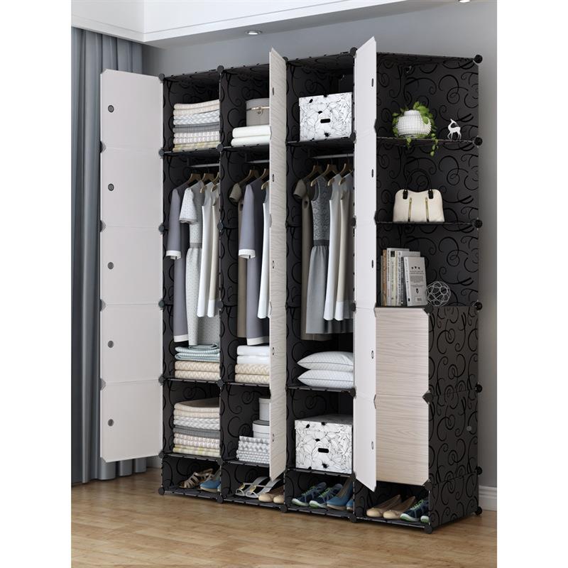 简易衣柜组装木纹衣架橱经实组合收纳塑料布艺钢697储物简约现代