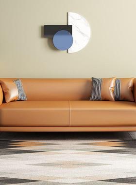 户型皮艺沙发客厅卧室简约小现代出租房双OKQ三人休公寓息区人意式木