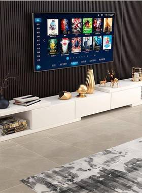 物简约现代客厅小型落12012地伸缩电视户柜茶几出新租屋改造款电