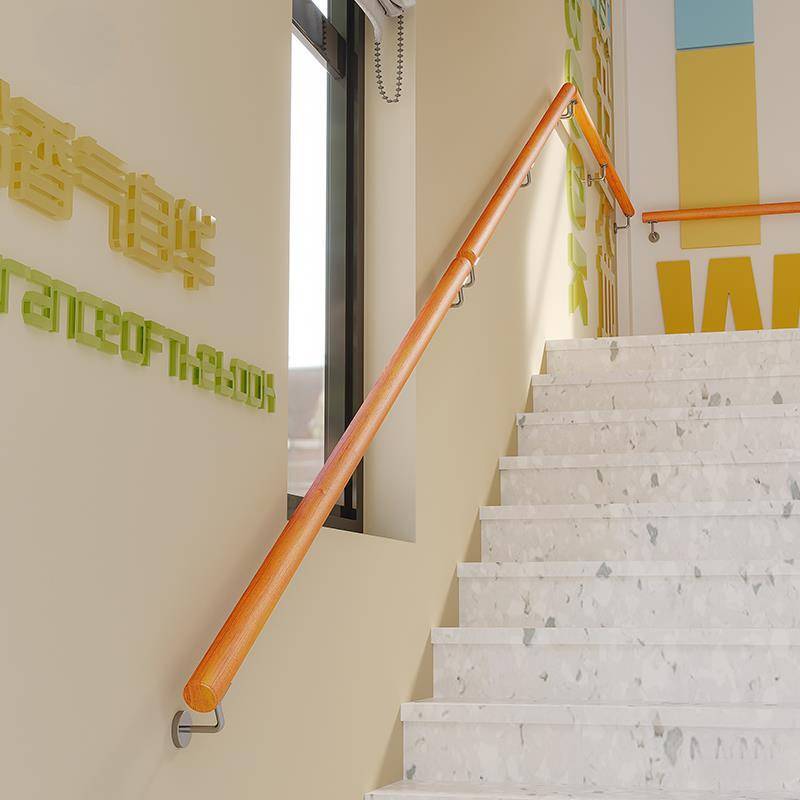 欧式楼梯扶手实木靠墙别墅阁楼室内老人滑拉手家用幼儿园走廊扶