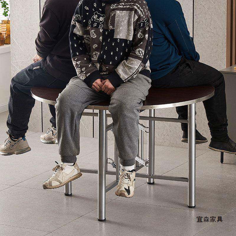 加厚大圆餐桌不锈钢边简圆约圆桌酒店家用XST01人桌宴席耐用饭桌