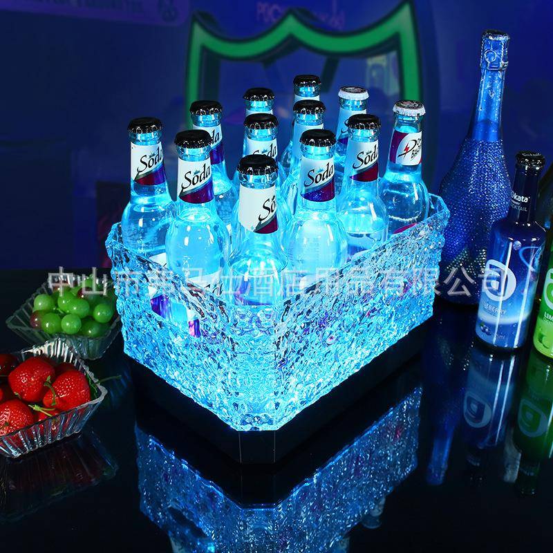 酒吧光冰桶led网红v酒筐冰酒槽商用发kt用品香槟冰酒桶大装啤BT91