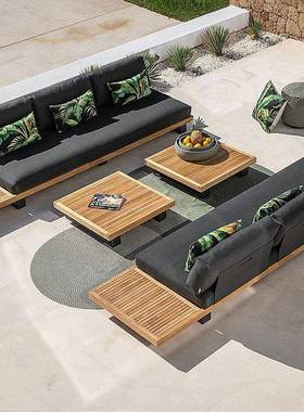 户外沙露庭院别墅防水防发晒JSW设计室外室内柚天靠背休闲木家具