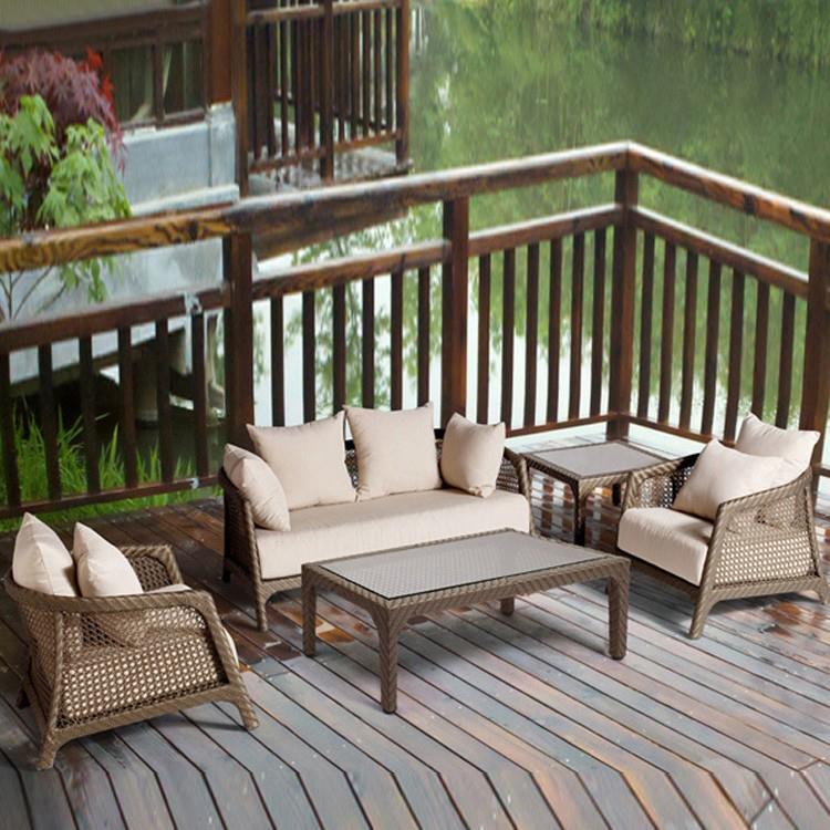 新中式64藤园编沙发户外藤藤别墅露天花商业阳台街庭院椅仿组合家