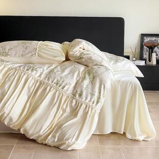 166夏季法式睡古风凉感复天丝四件套丝被套床单真丝裸床笠冰床上