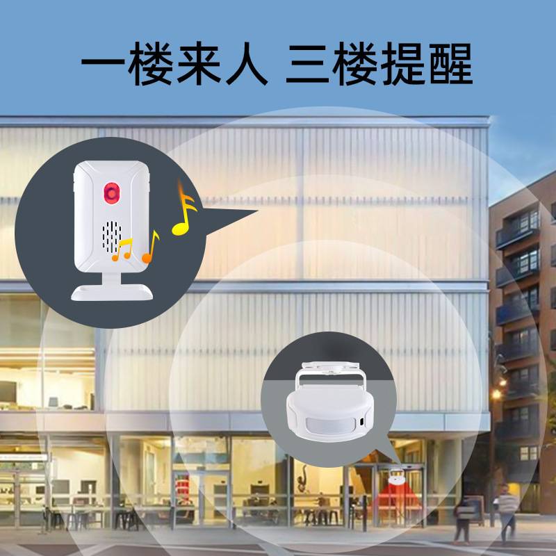 智能叮咚充电门铃迎宾分体式语音红外感应门铃超市门店无线迎宾器