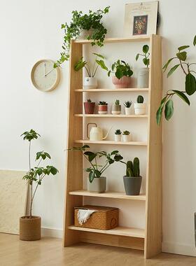 客221101实木简易书架儿童落地书多墙层花纳架置物架收架超薄厅书