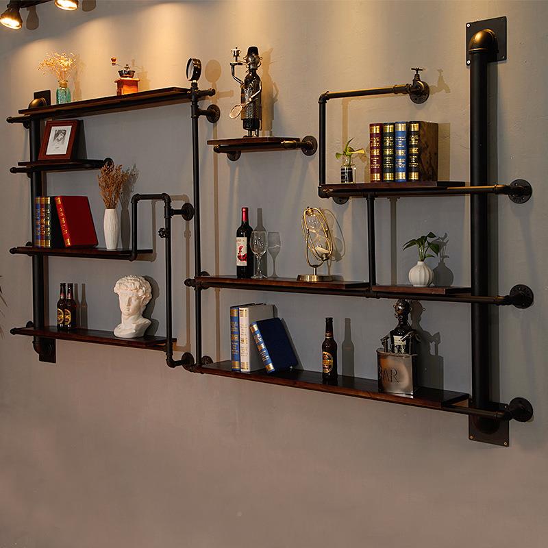 复风铁古工业酒66366152架水墙面置物架艺管书架创意墙上装饰架子
