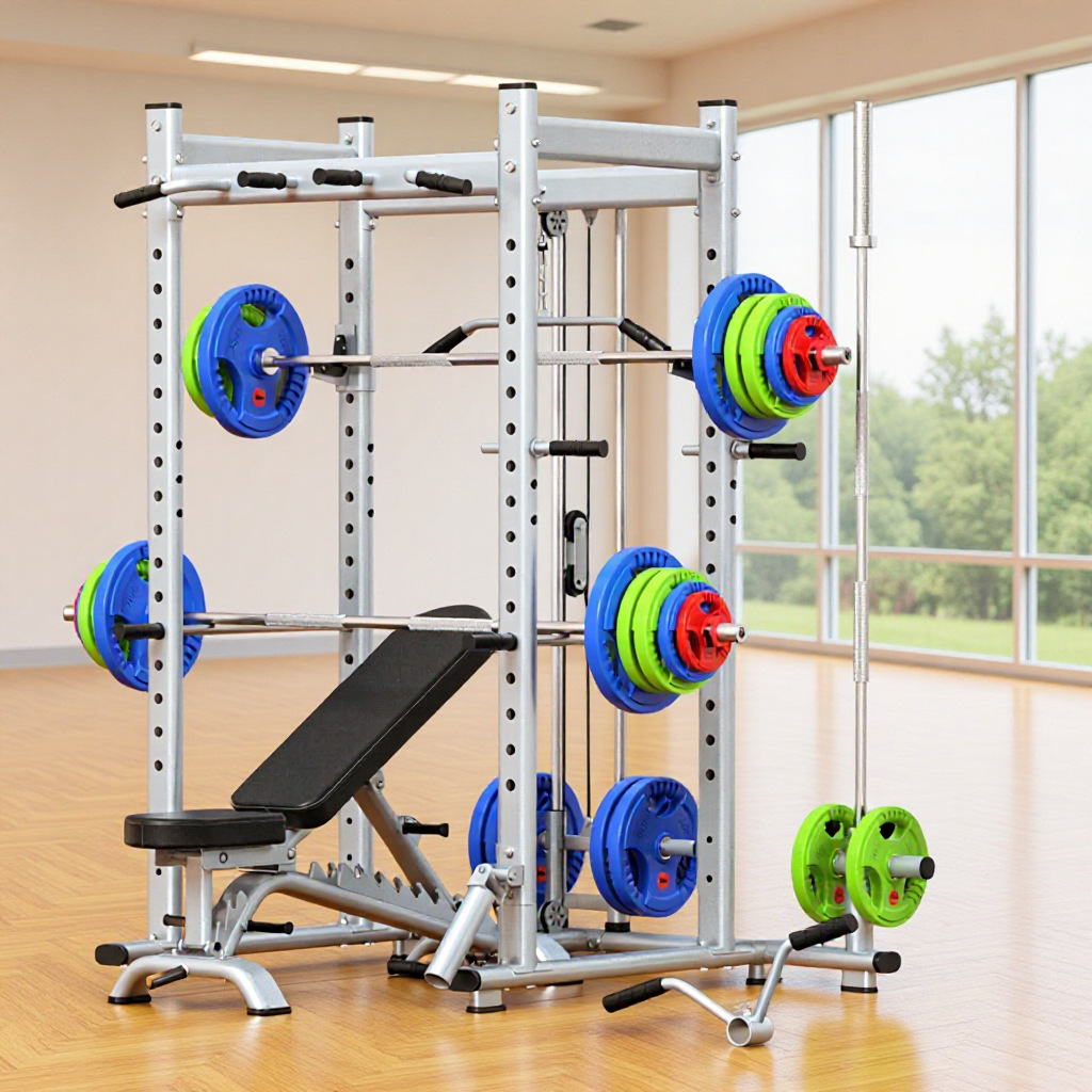 家用龙门架健身器材高拉划船综合力量训练器多功能一体卧推深蹲架