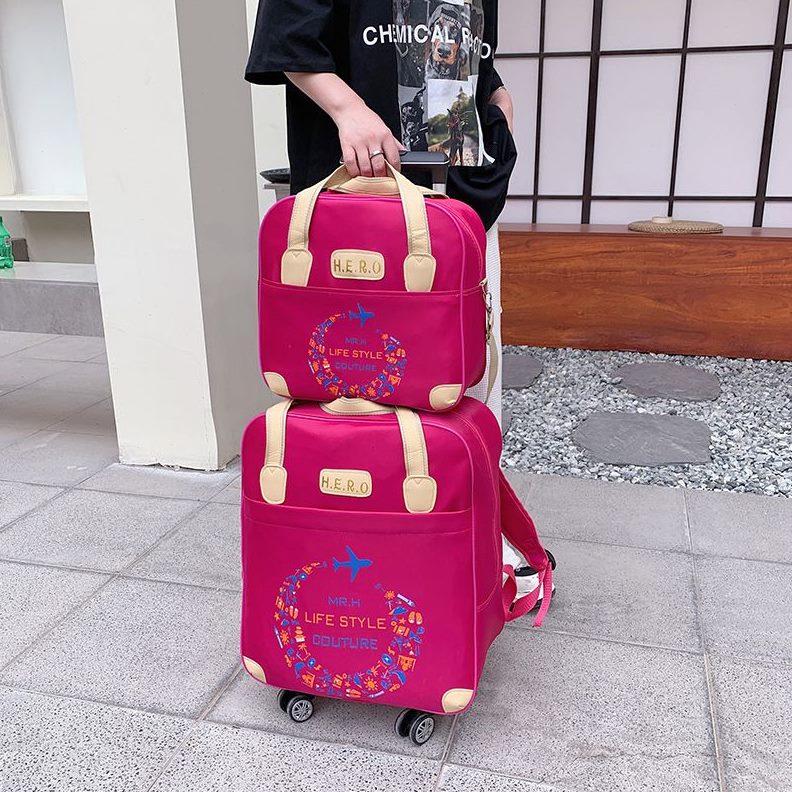 万向轮礼子拉杆行李包行旅行箱母超轻牛津布小20女登寸箱拉杆机包