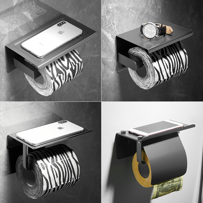 304不锈钢枪灰色纸巾架 厕所卷纸置物架卫生间厕纸架免打孔手纸盒