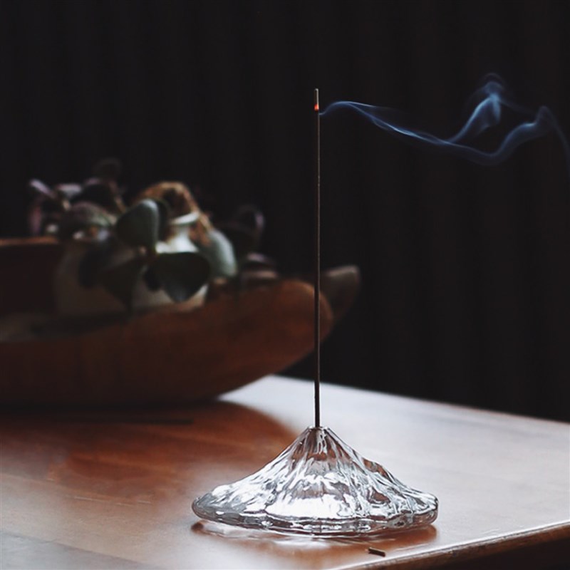 冷山。日式透明玻璃香插香座线香茶壶盖置盖托茶具配件茶桌摆件