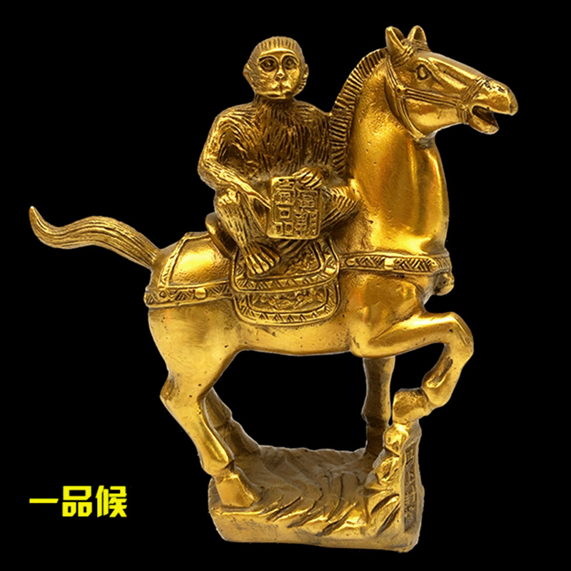 纯铜马摆件马上封侯猴马到成功令旗猴客厅书房办公室桌面装饰礼品