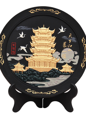 活性炭雕工艺品黄鹤楼家居客厅装饰品摆L件商务礼品定制碳雕摆设