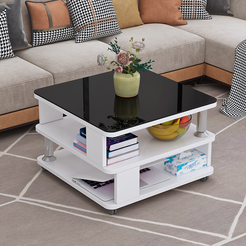 可移动小茶几简约现代家用小户型桌子客厅沙发边几阳台带轮小方桌