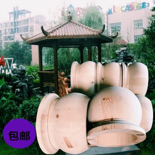 圆柱套脚实木碳化木防腐木凉亭柱套D定做宝鼎套柱圆柱套脚空心柱