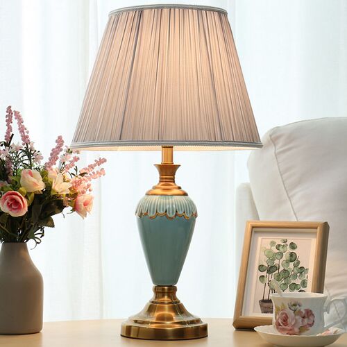 美式简约陶瓷台灯卧室床头灯温馨浪漫欧式L客厅书房结婚房调光遥
