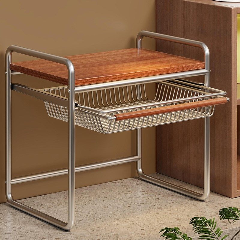 微波炉置物架厨房桌面多功能可抽拉烤箱放置架中古风双层收纳支架,厨房/烹饪用具,厨房置物架/置物柜/角架,淘宝优惠券,粉丝福利购,淘宝优惠卷