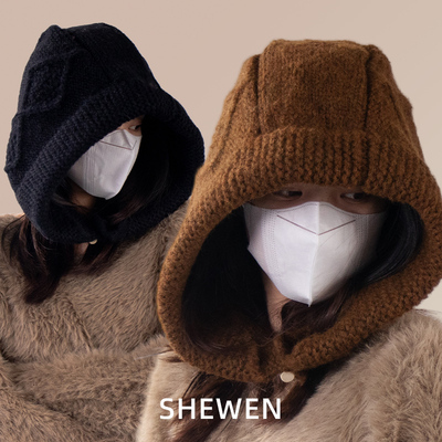 巨大版型65大头围巴拉克拉法帽女秋冬加厚显脸小骑车咖色套头帽男