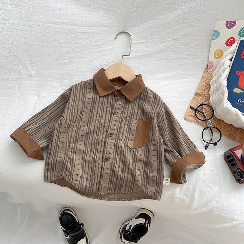 森系~男童套装洋气春秋新款2024衬衫马甲儿童韩版宝宝小童三件套