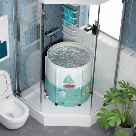 儿童折叠浴桶婴i儿游泳宝宝洗澡桶小孩可坐躺沐浴盆泡澡桶家用大