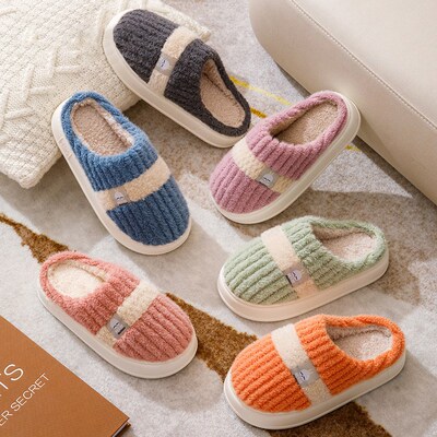 新款厚底棉拖鞋女冬季家居保暖毛绒防滑家用室内情侣冬天男拖鞋