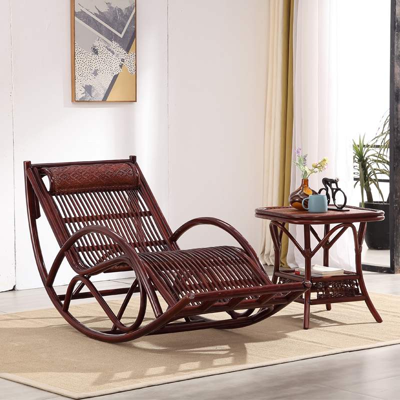天然藤摇椅新中式藤椅成人躺椅休闲老人椅成人摇摇椅Z休闲午睡椅