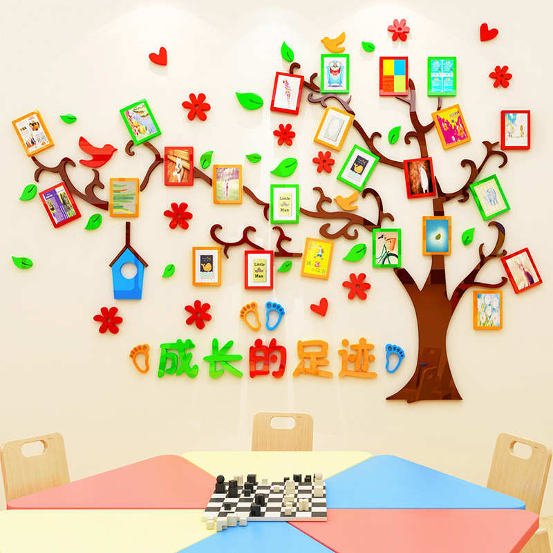 儿童房照片墙贴纸教室布置小学相片亚克力文化墙贴幼儿园墙面装饰