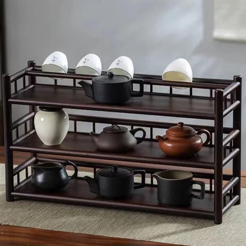 楠竹架榫卯结无品牌/桌构多博层茶架茶壶家复古收纳架展示家用茶