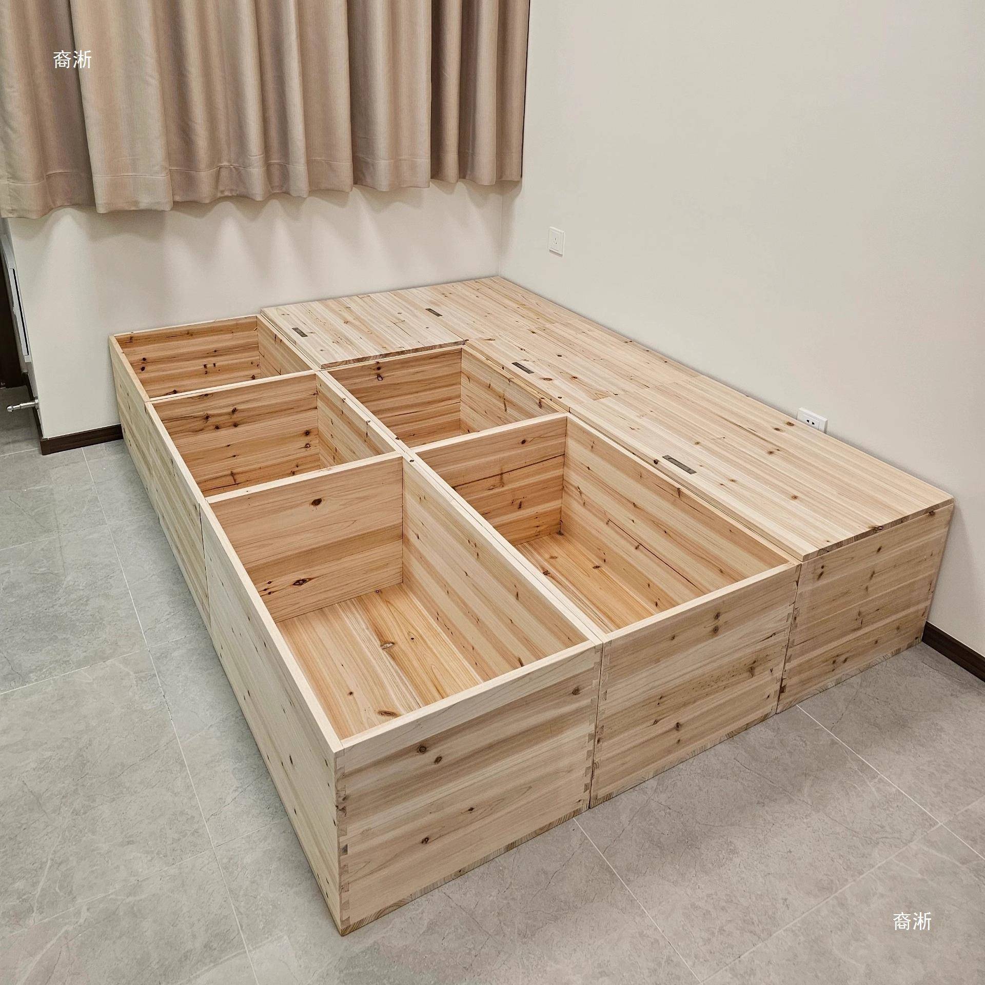 木箱拼储箱收纳箱坐凳多物功能实985木箱子床榻可榻米盒子储物床