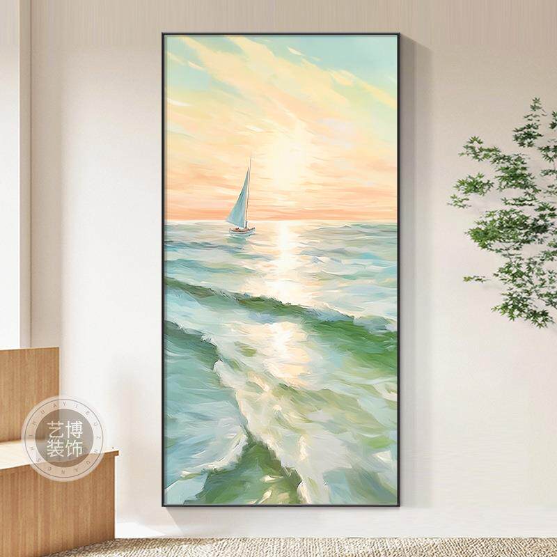 玄关海竖景装饰画廊走过道挂X6663编画现代简约景版入户正对门风