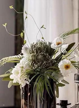 欧轻奢盘样板间客厅镜茶几桌面家居装饰摆件望远式托花t5677391瓶